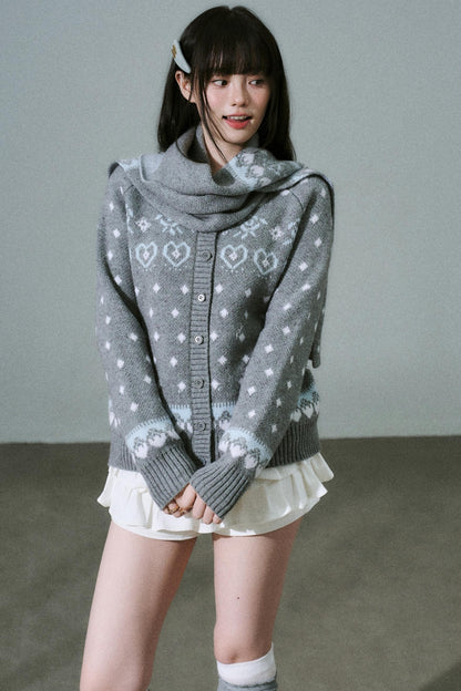 Fair Isle Wool Cardigan Top