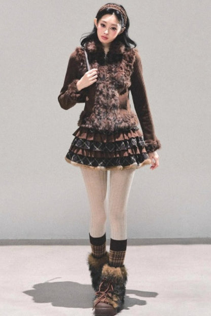 Maillard Poetry Plaid Skirt