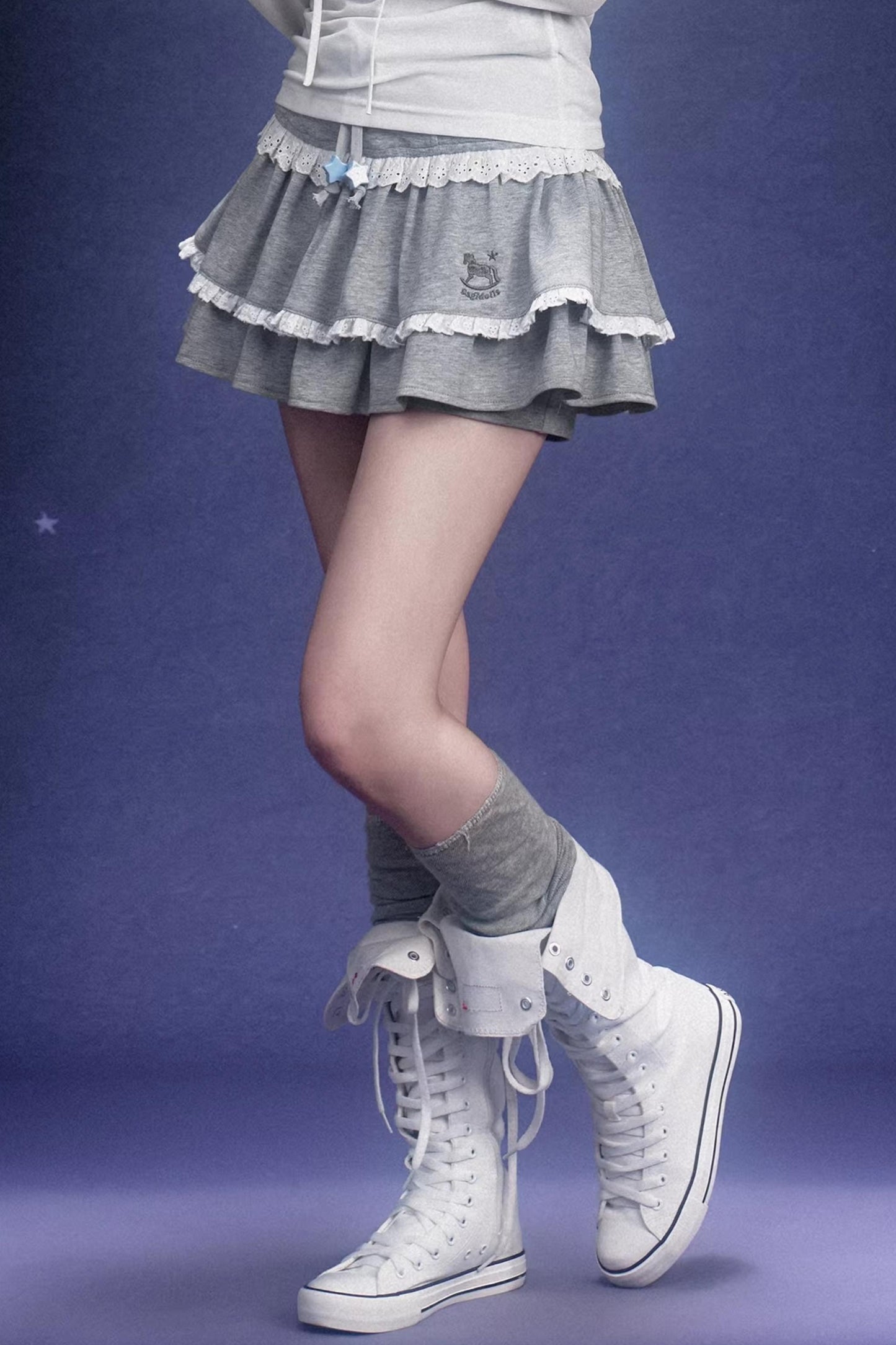 Sweet Grey Tiered Skirt