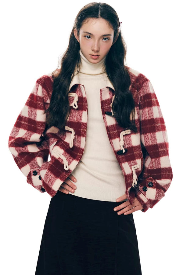 Retro Woolen Horn Button Jacket