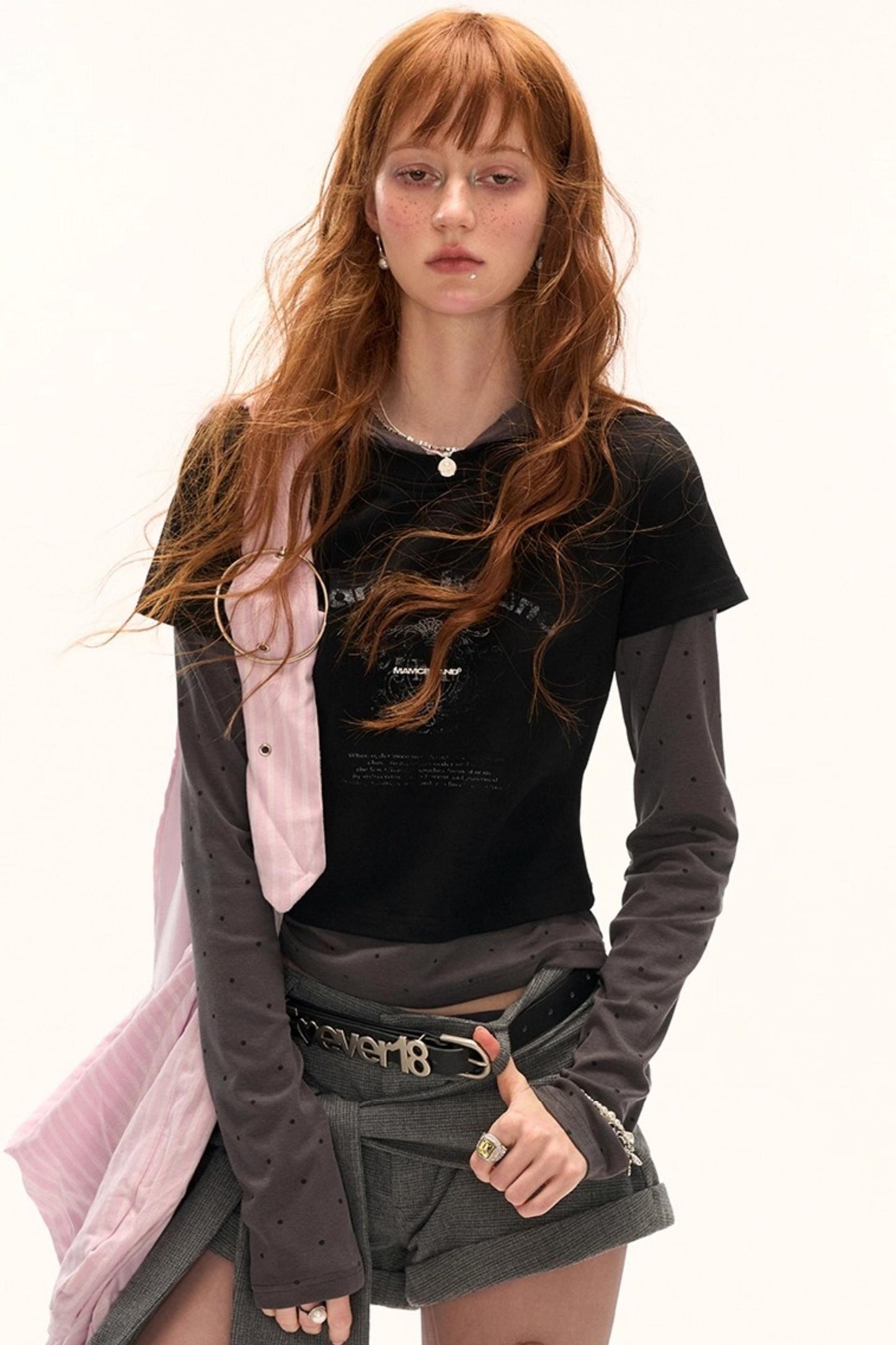 Unique Polka Dot Hooded Long Sleeve T-Shirt