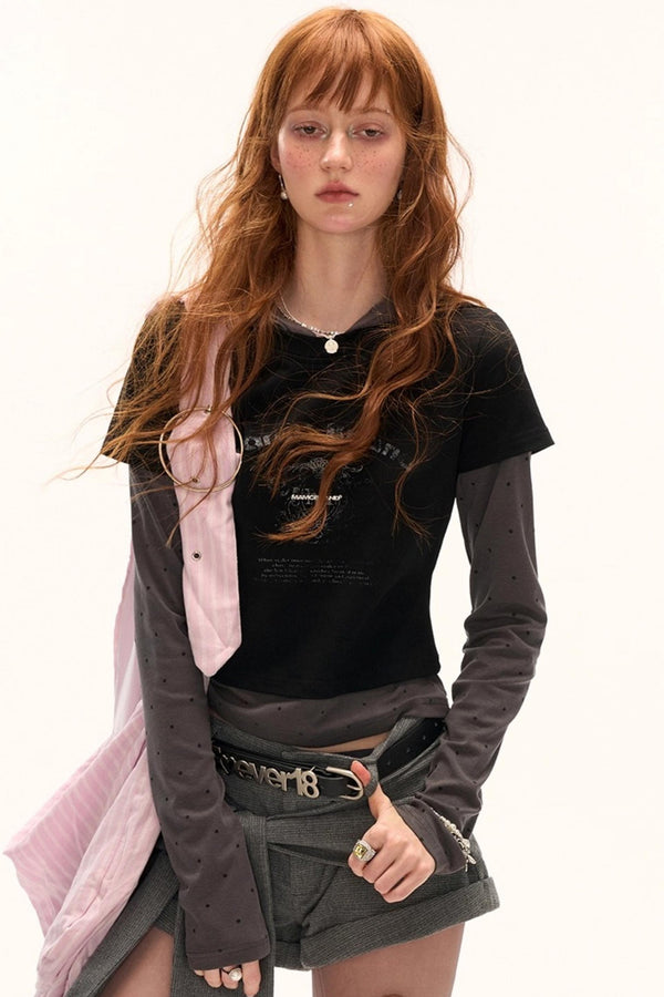 Unique Polka Dot Hooded Long Sleeve T-Shirt