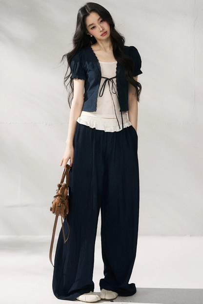 Pantaloni casual ampi a vita alta