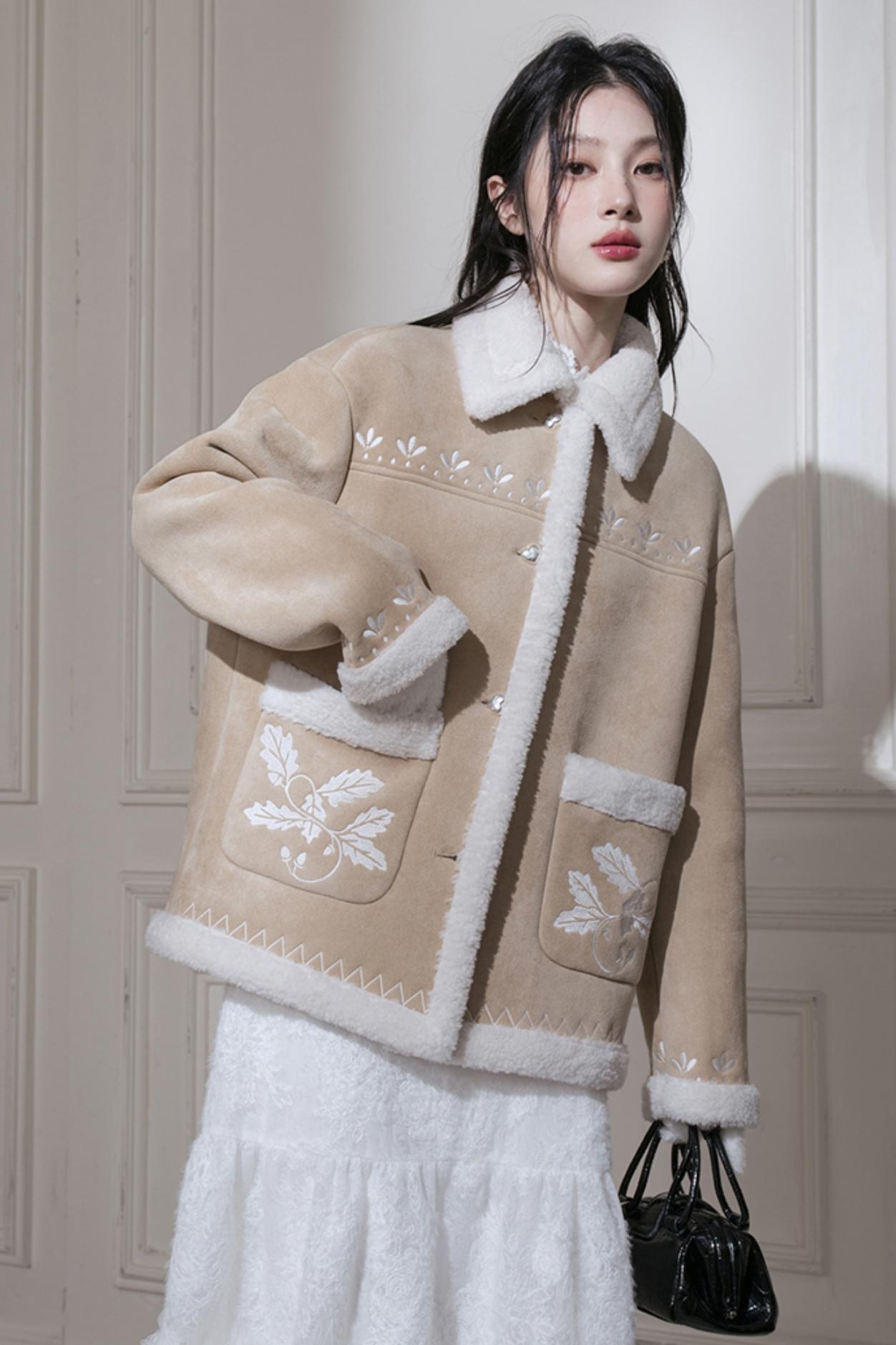 Warm Suede Embroidery Jacket