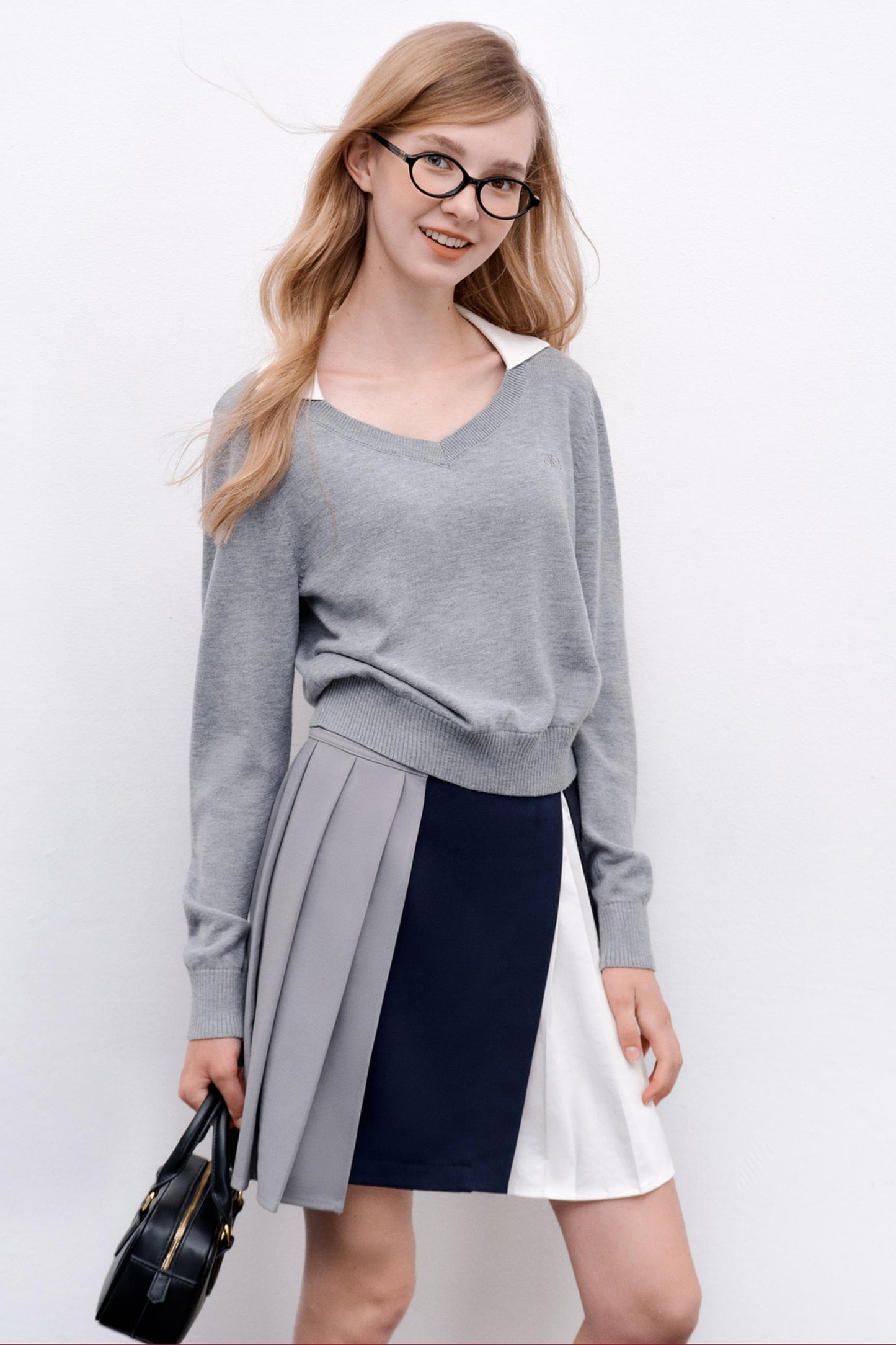 Detachable Pleated A-Line Skirt