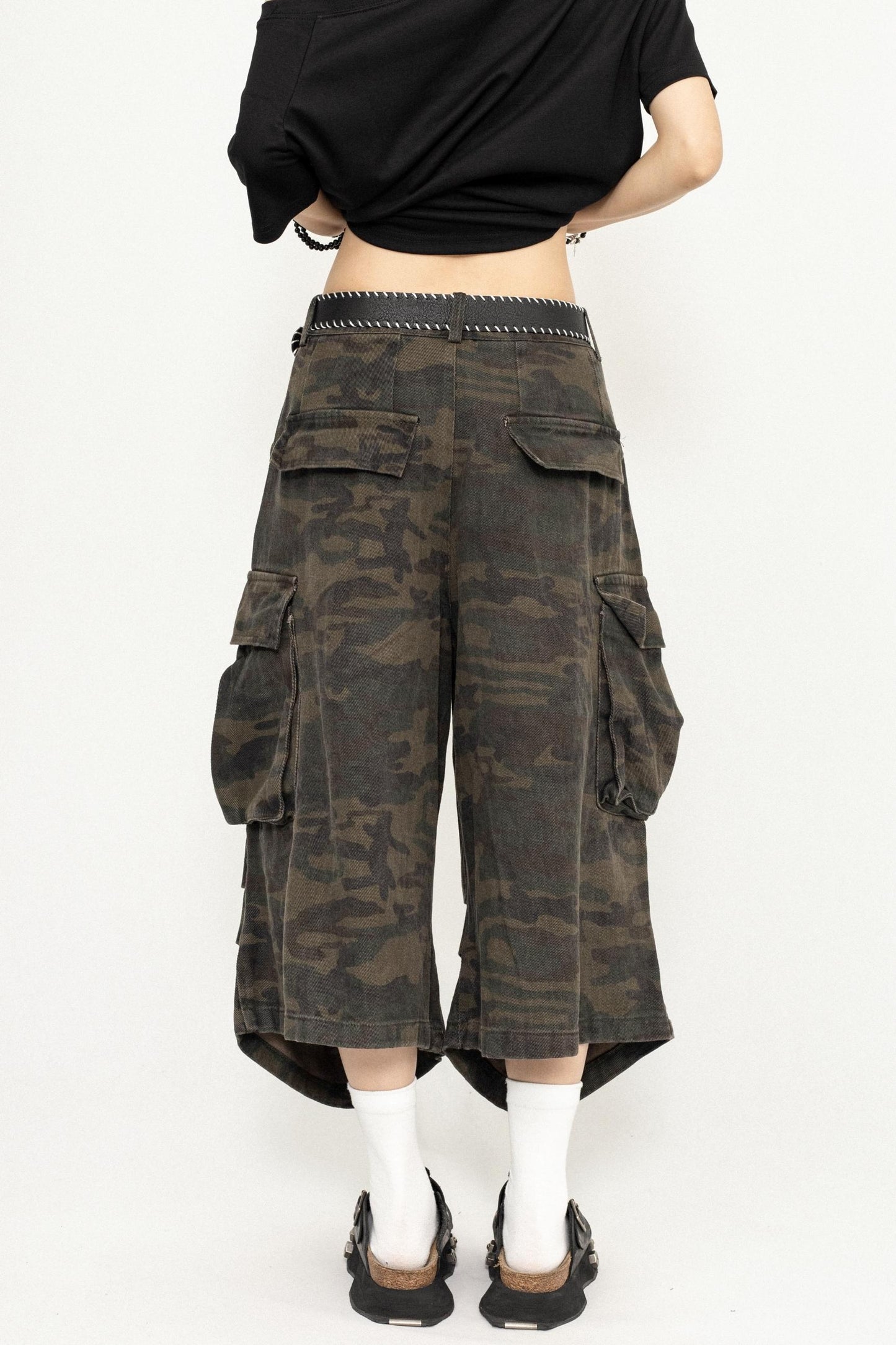 Vintage Camouflage Wide-Leg Pants