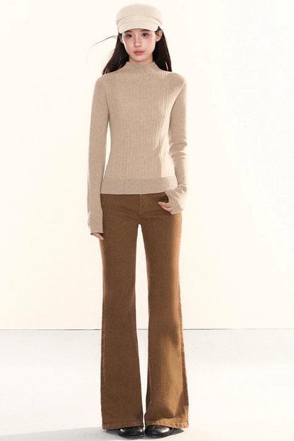 Ribbed Waist-Cinching Knit Sweater