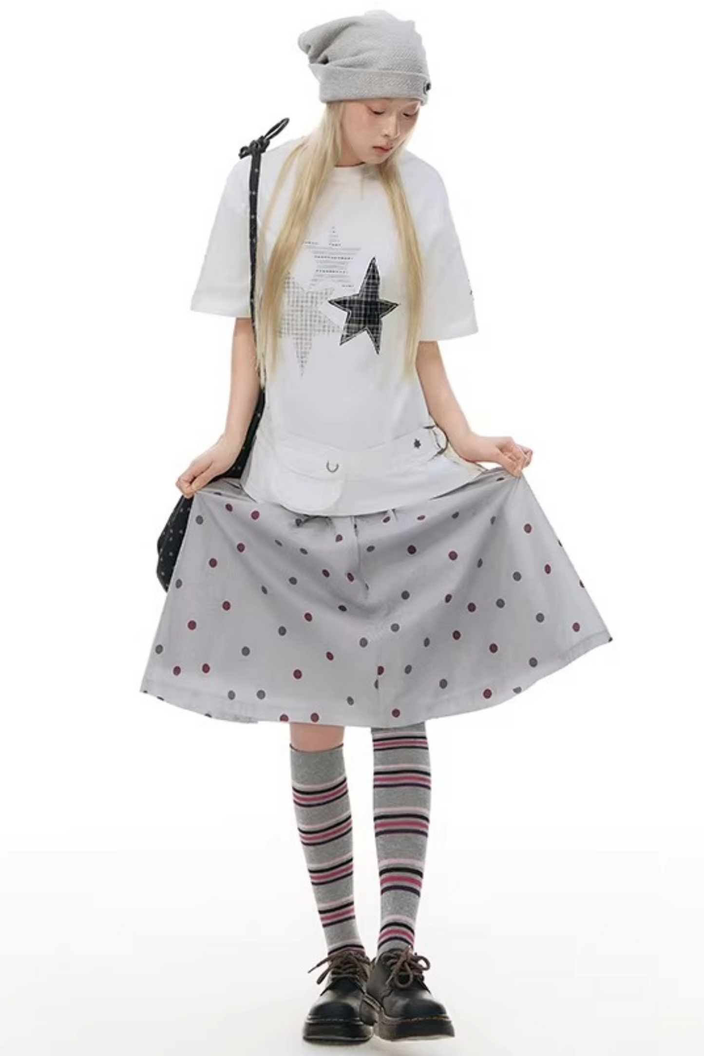 와플 니트 버튼 모자