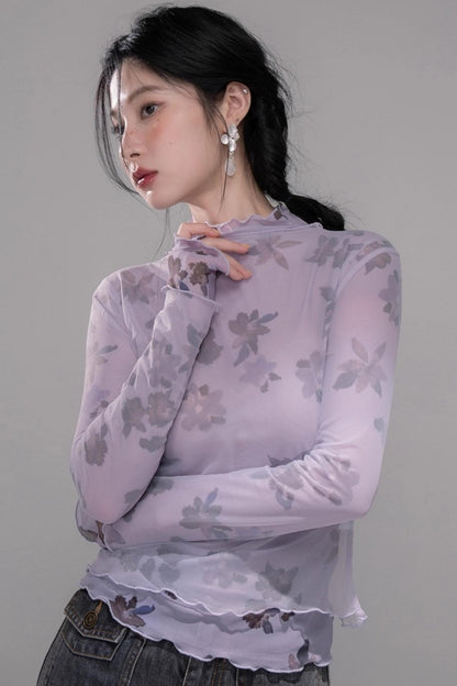 Purple Mesh Base Layer Top Set