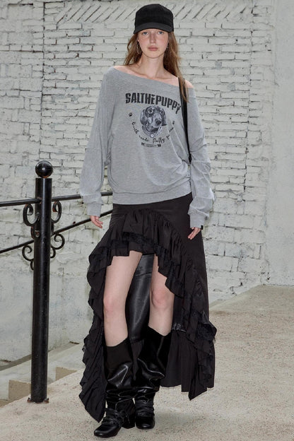 Puppy Print Long Sleeve T-shirt