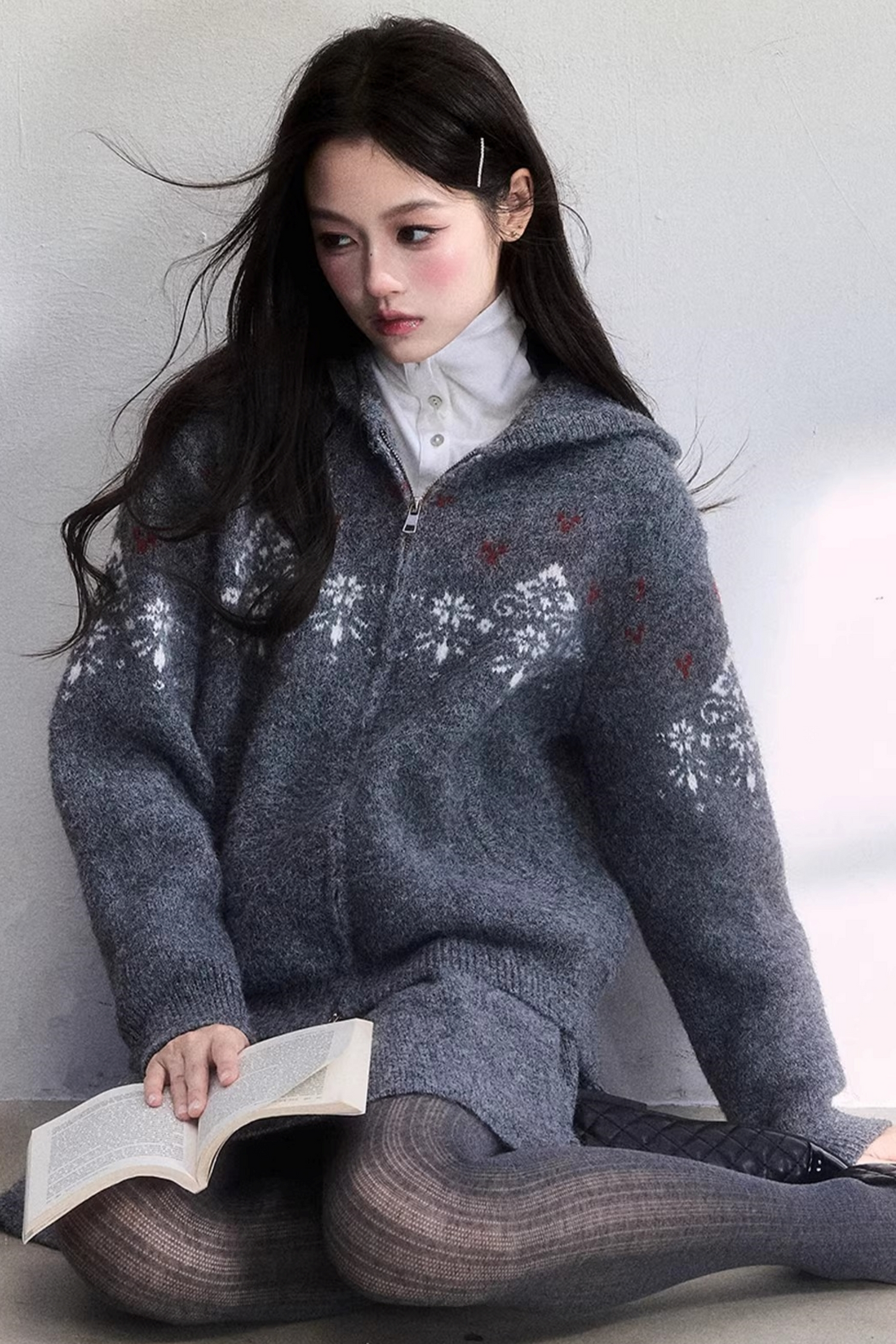Frosting Jacquard Knit Jacket Set-Up