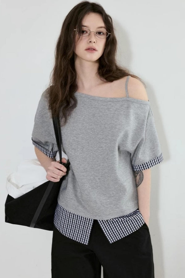 Gray One-Shoulder Tee