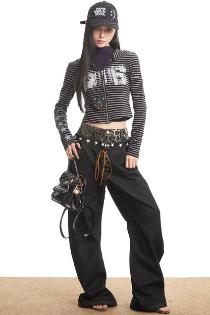 Retro Striped Hooded Sweatshirt