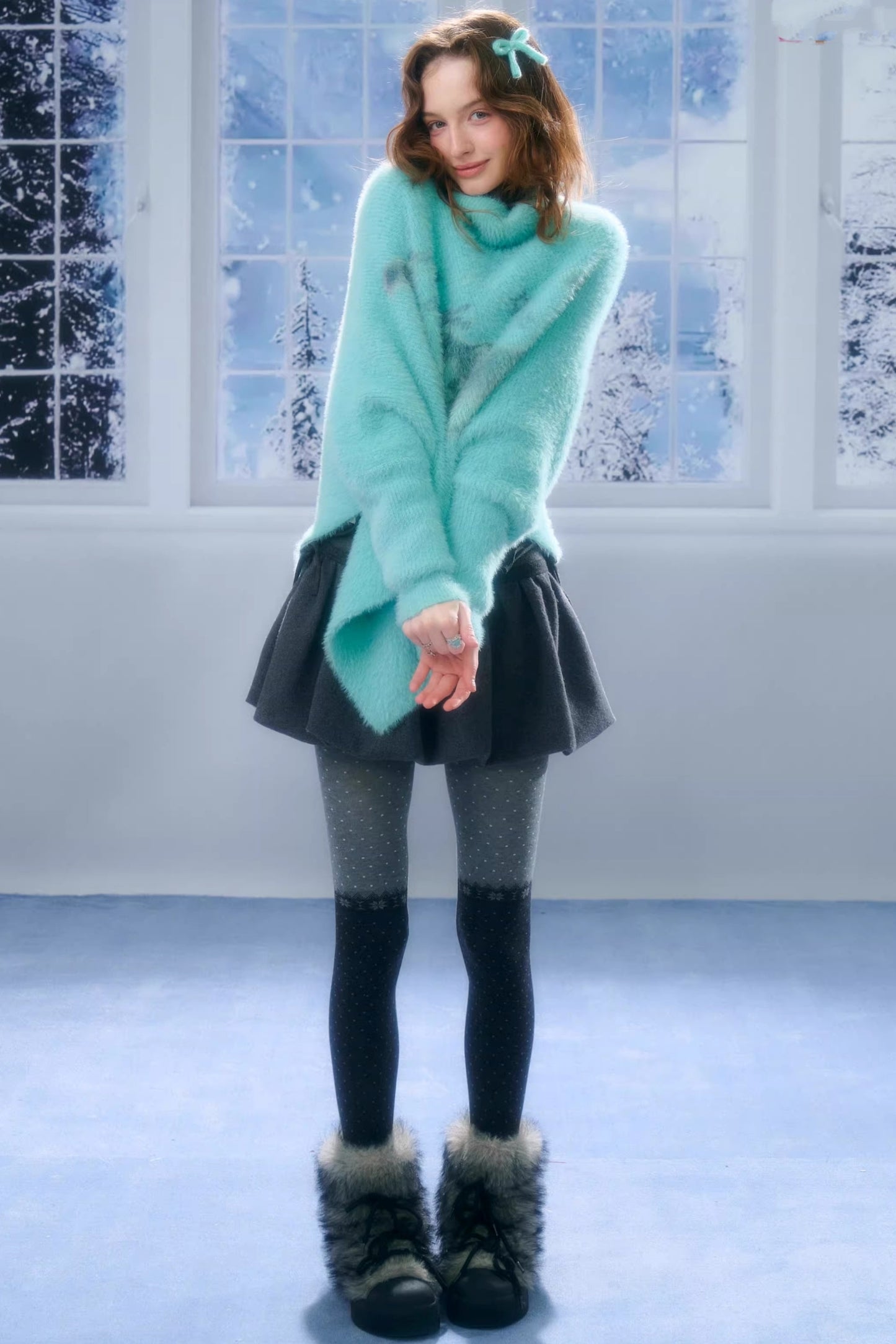 Star Painting Cat Turtleneck Sweater