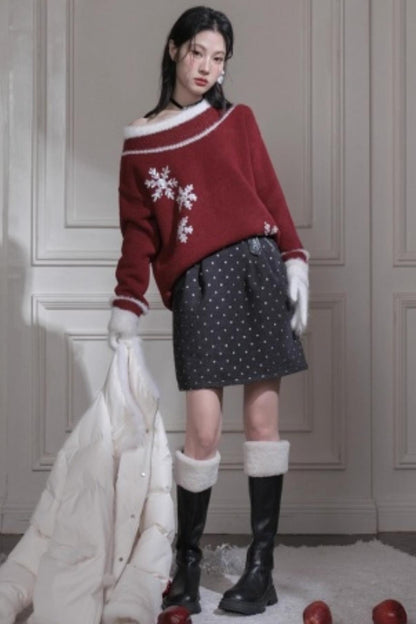 Snowflake Sequin Pullover Sweater