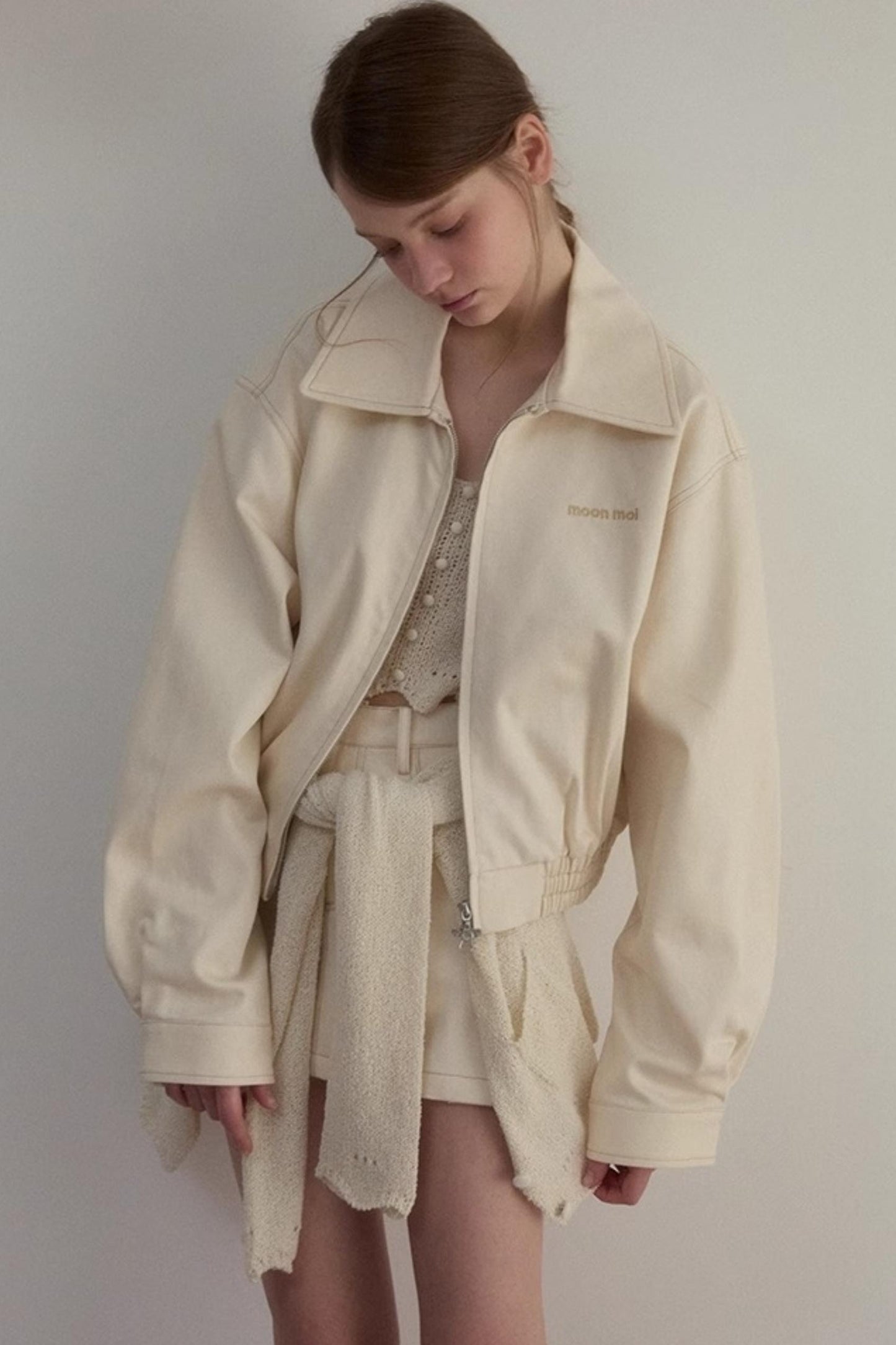 Embroidered A-line Duo Coat Skirt Set-Up