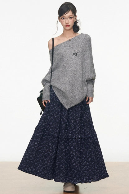 Westayone Floral Sweater Skirt Set-Up