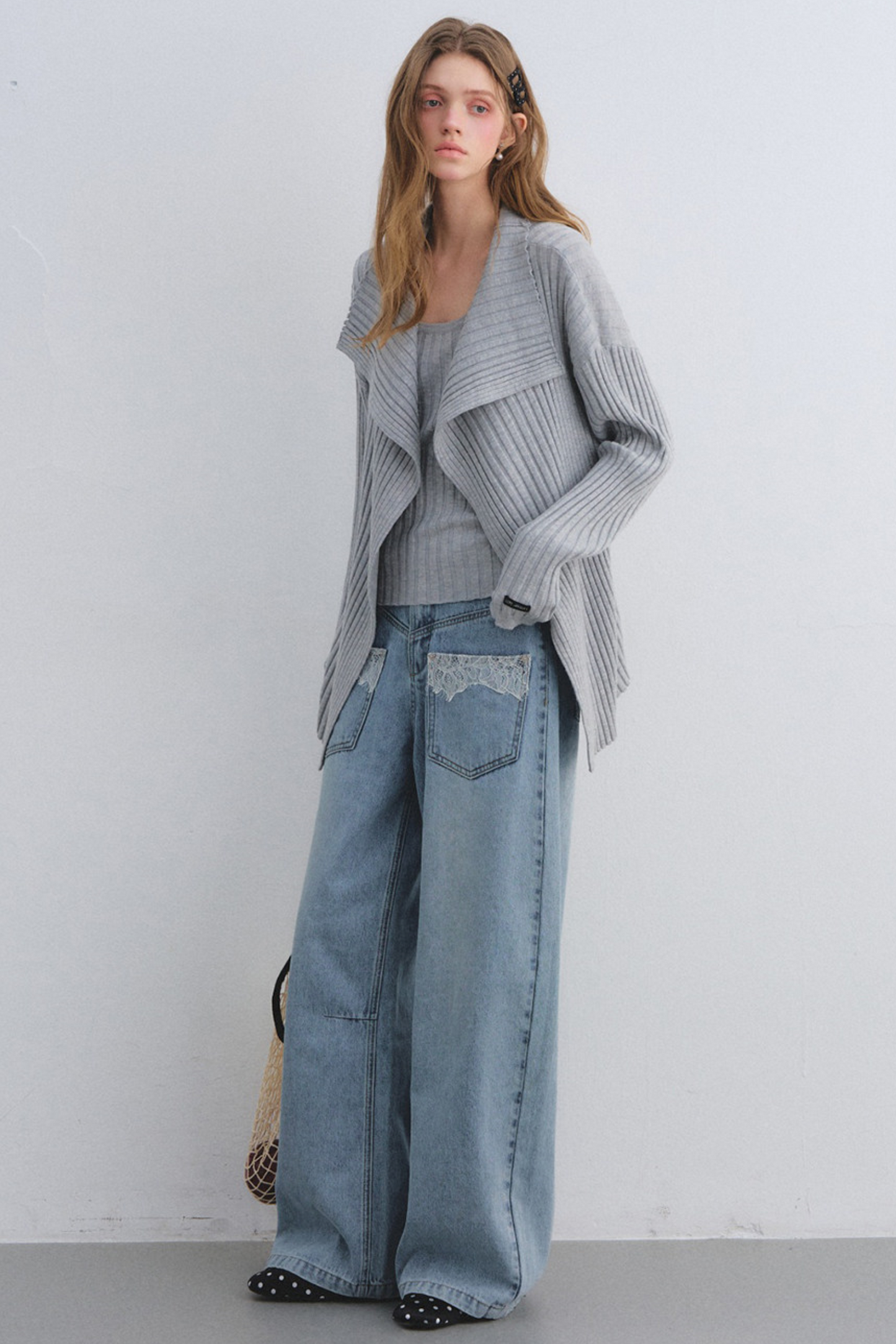 Wool Blend Cardigan Base Top Set