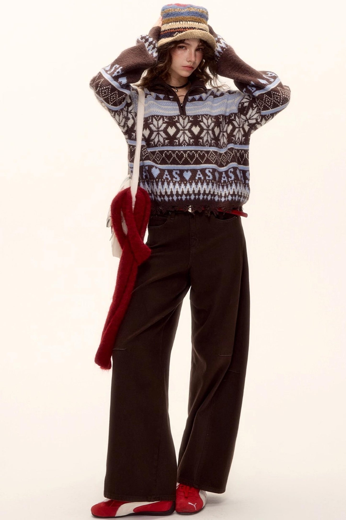 Fair Isle Knit Cardigan Set-Up