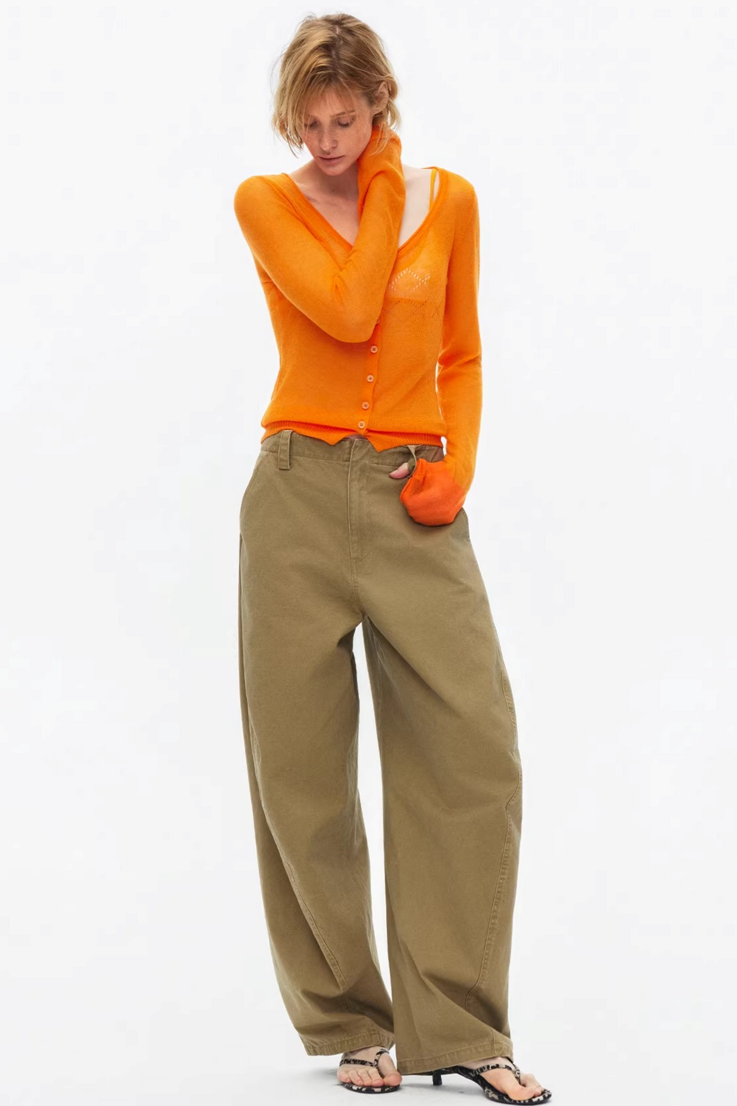 Silk Wool Hollow-Out Cardigan