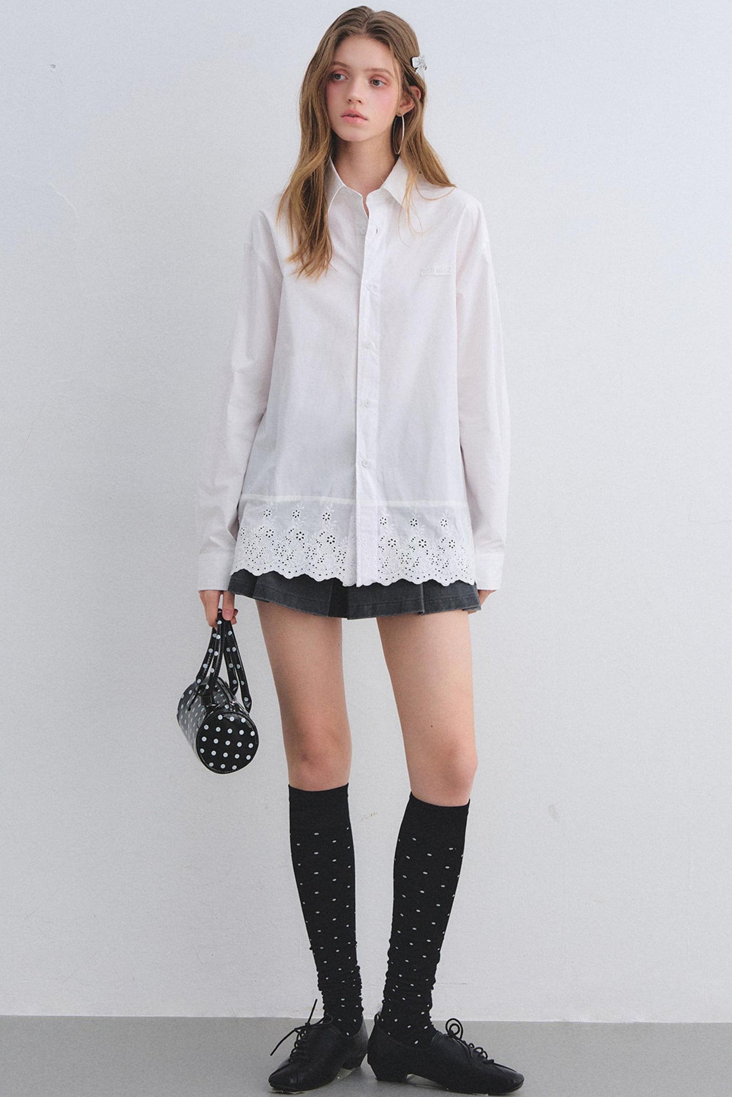 Cut-Out Embroidered Polo Shirt