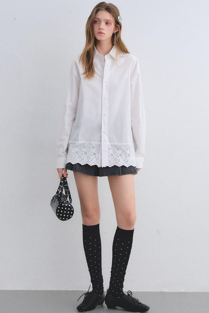 Cut-Out Embroidered Polo Shirt