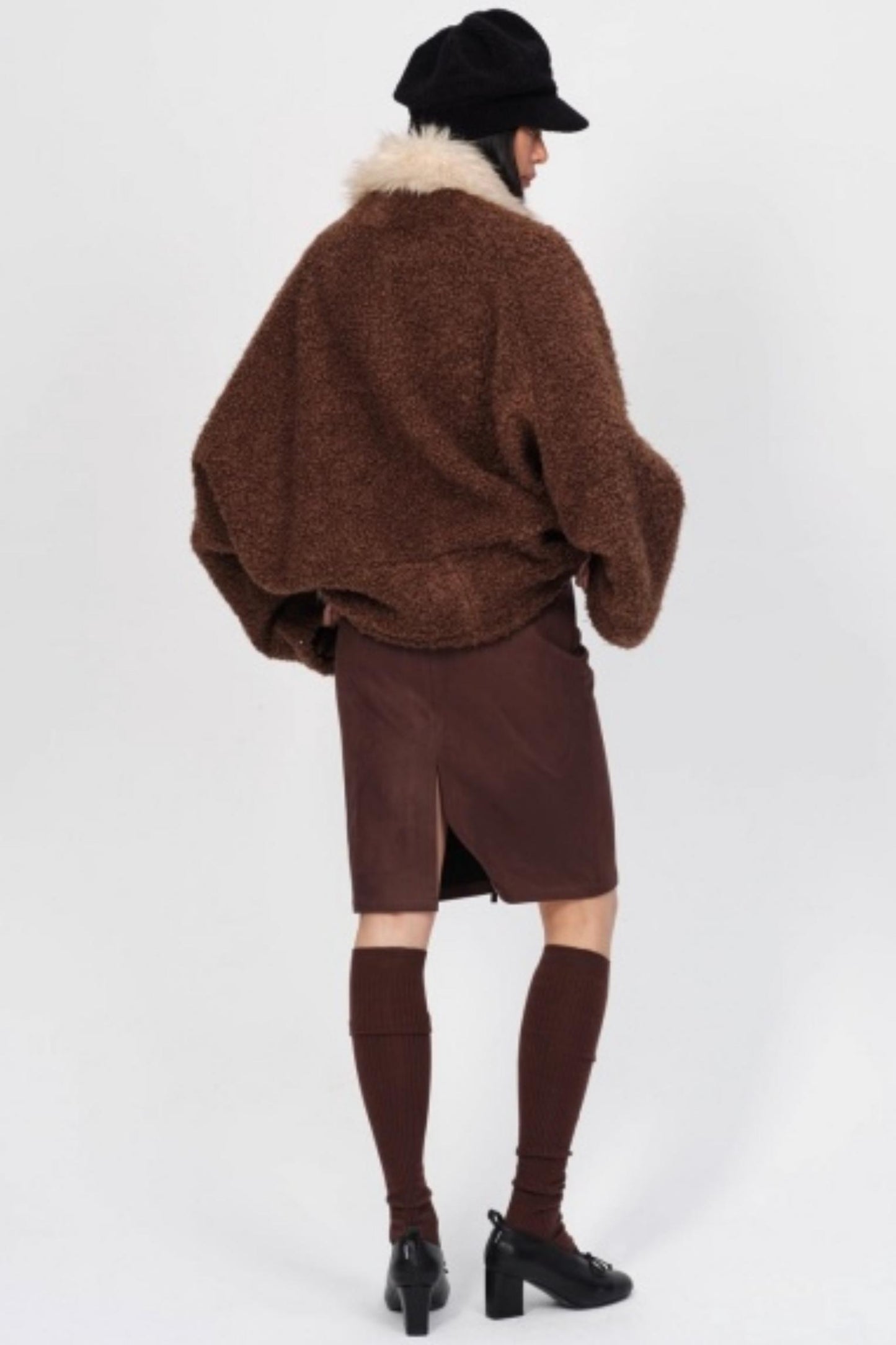 Winter Retro Suede Midi Skirt