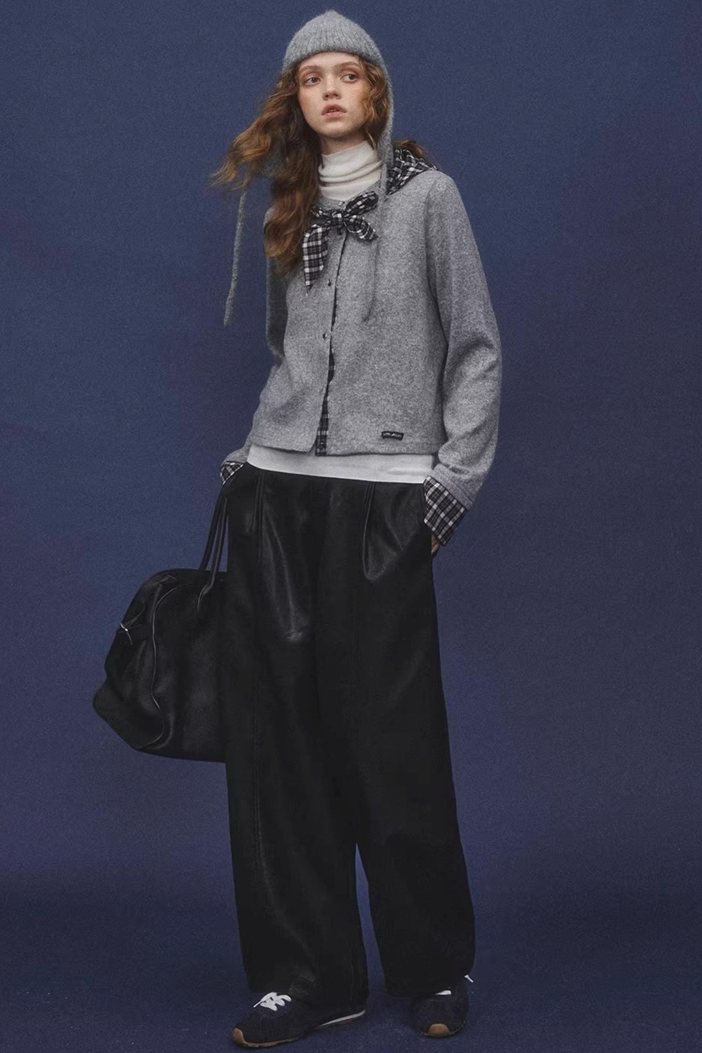 Wool Plaid Patchwork Cardigan