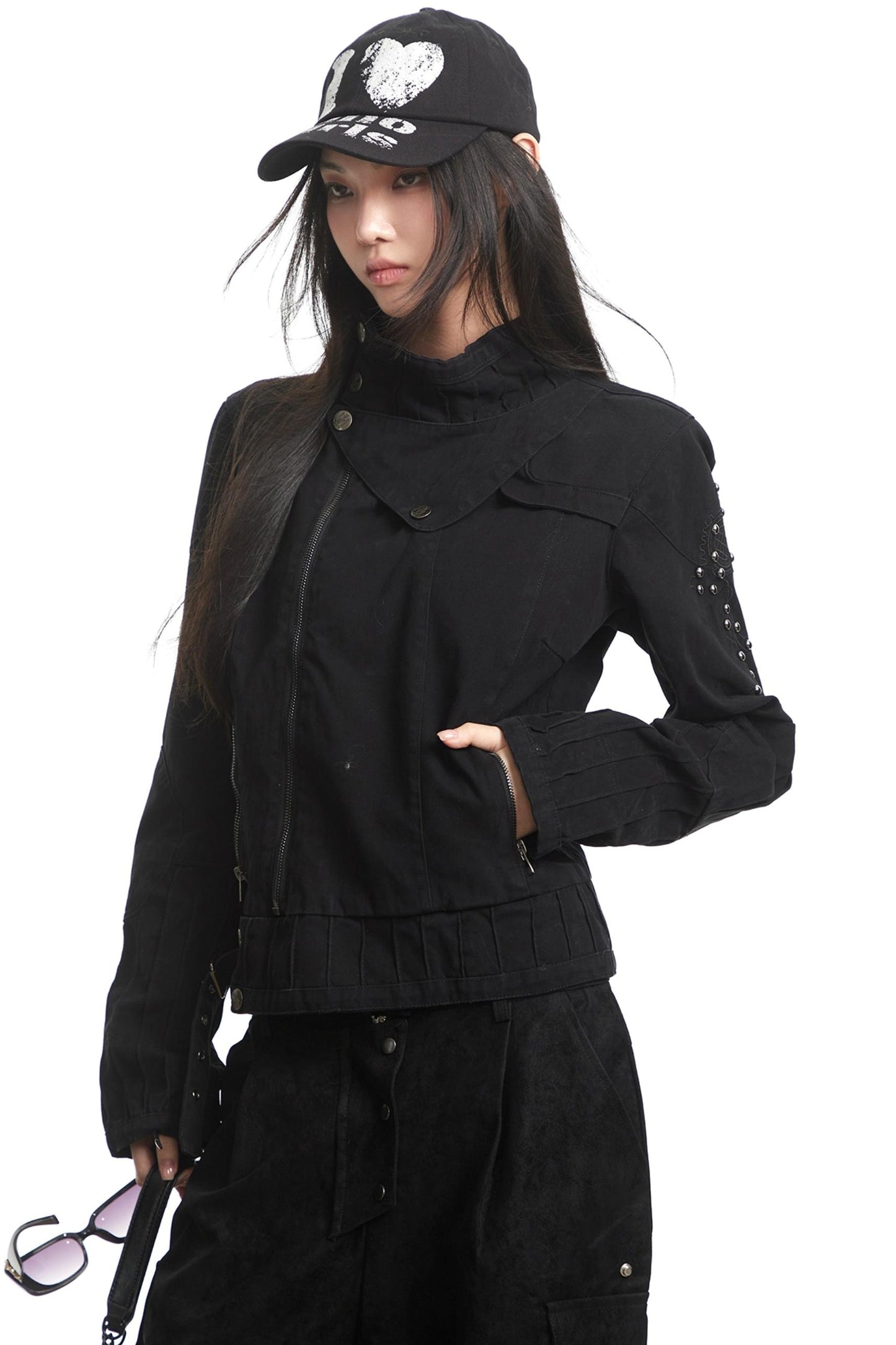 Stitched Stand Collar Heavy Top