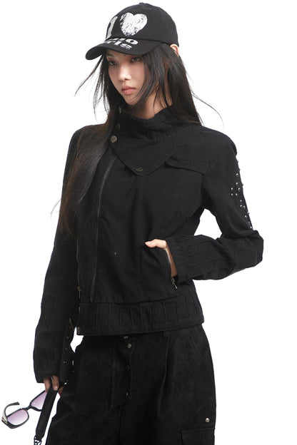 Stitched Stand Collar Heavy Top