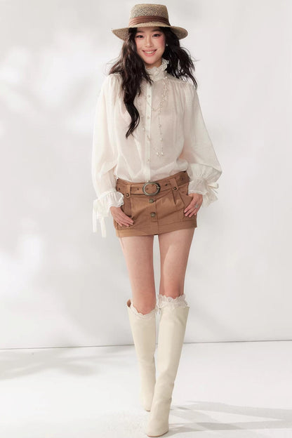 Retro High-Waisted A-Line Skirt