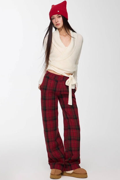 Red Winter Casual Pants