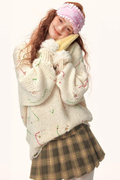 Irregular Color-Block Knit Sweater