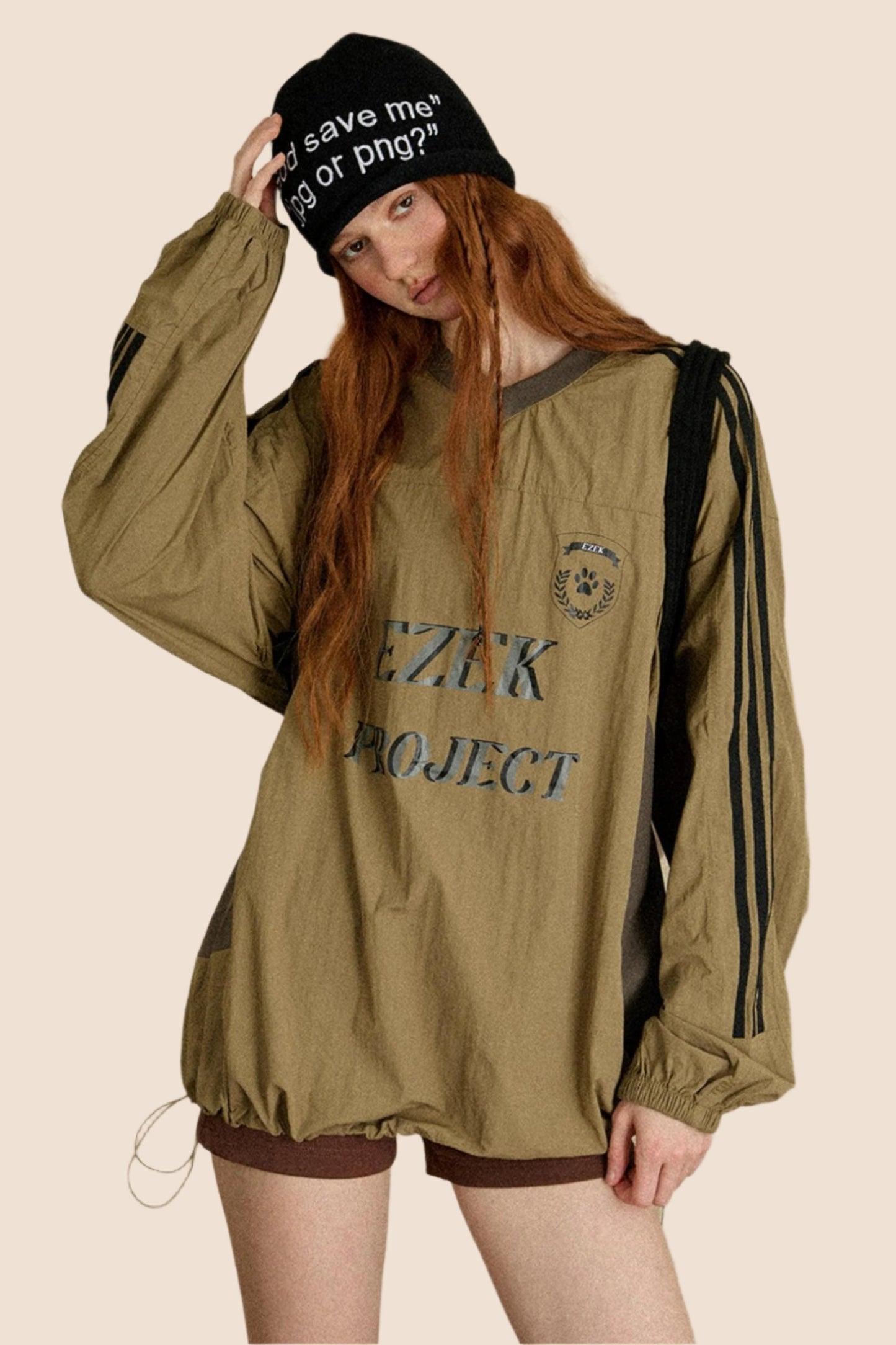 EZEK American Vintage Gestreifte Ärmel Nähte Kontrast Lange Ärmel Pullover Sweatshirt Damen Lose Beiläufige Design Sense Top Trendy