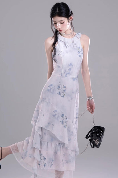 Fluid Floral Cascade Dress