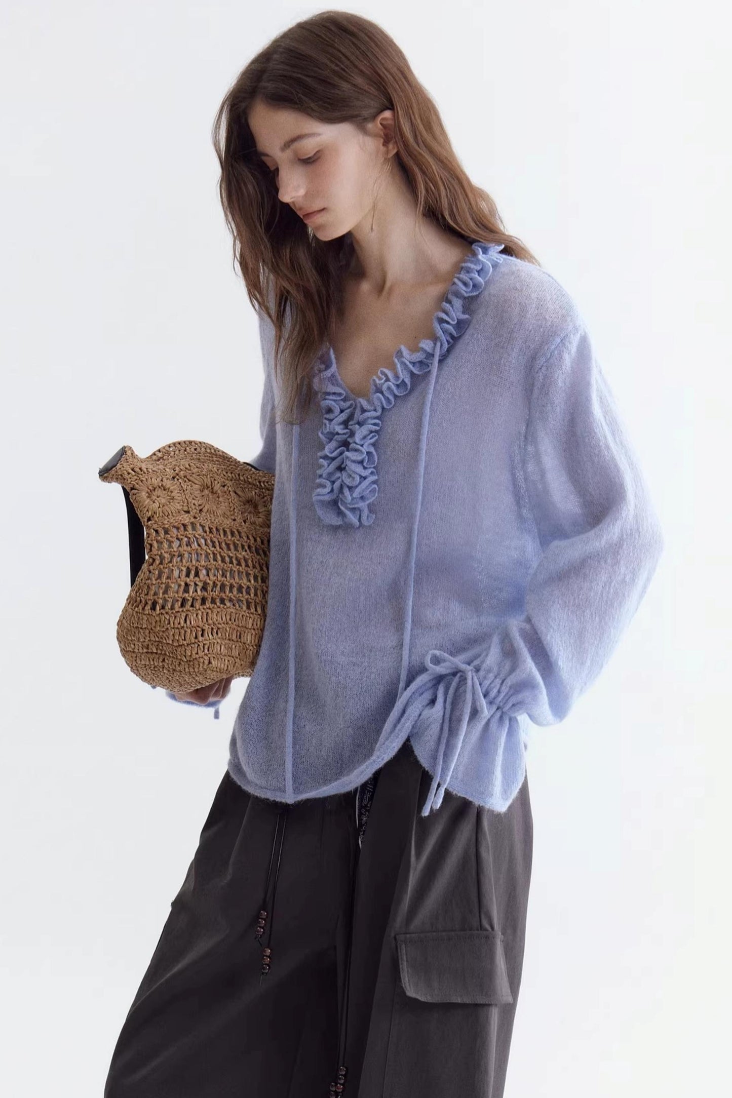 Ruffled Merino Wool Sweater