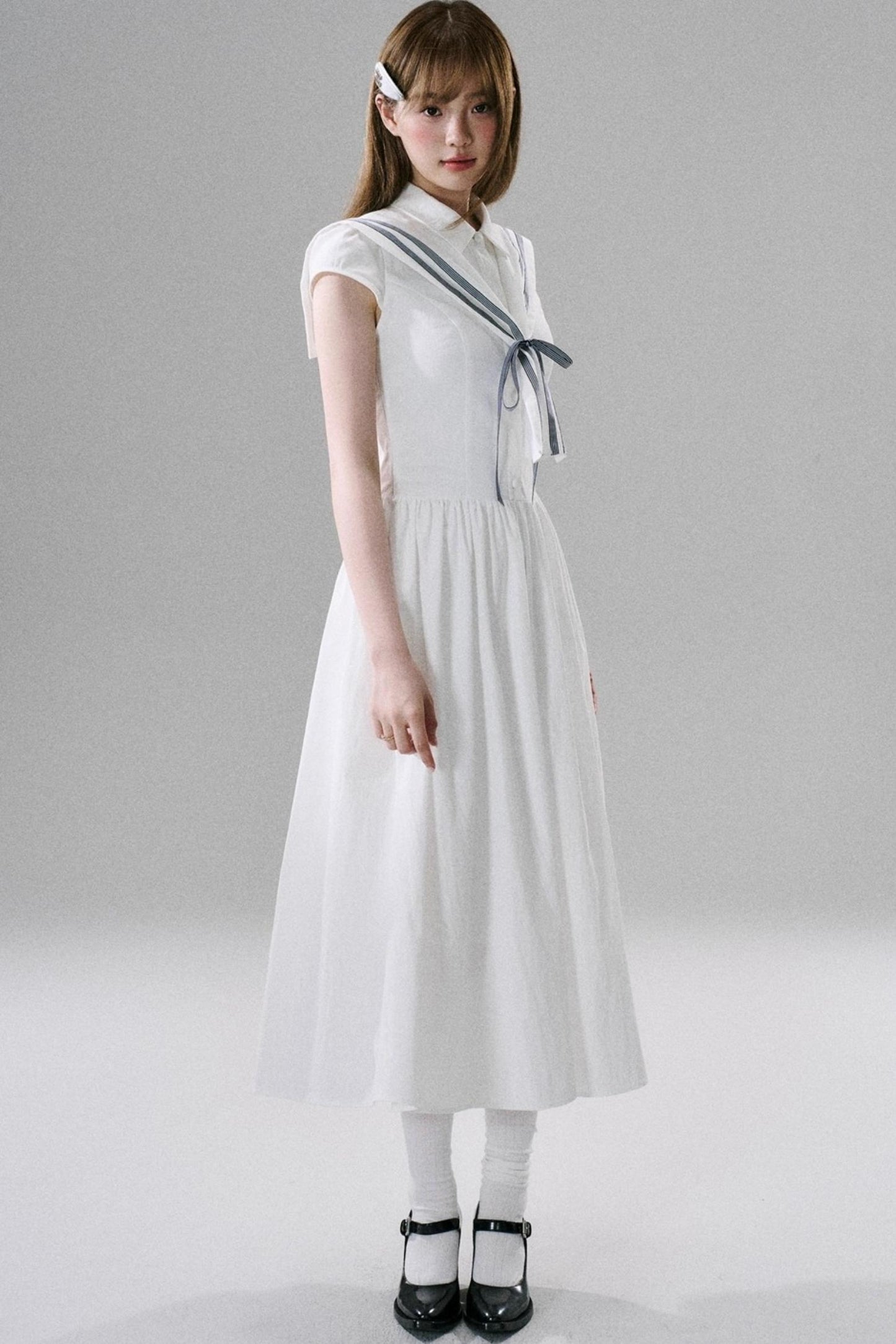 Minimal Sailor-Inspired Long Dress