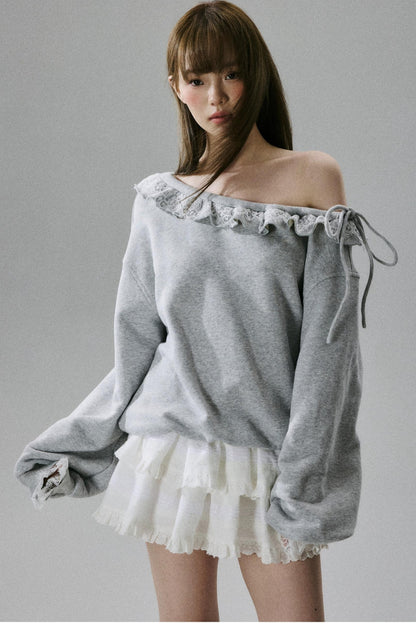 Lace-Trimmed Sweatshirt
