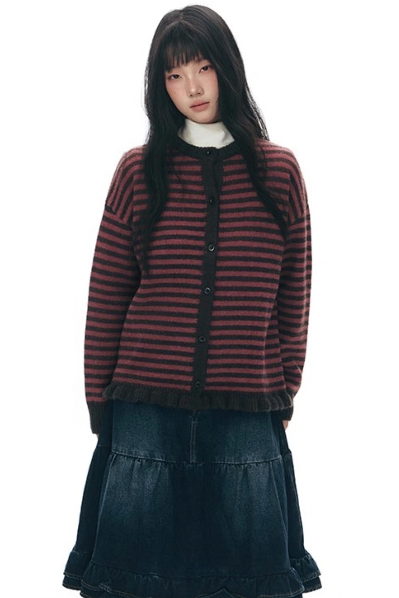 Vintage Striped Sweater Cardigan