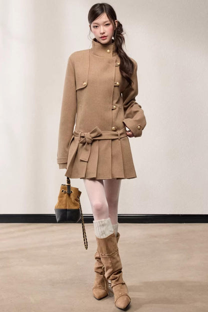 Stand-Up Collar Woolen Coat