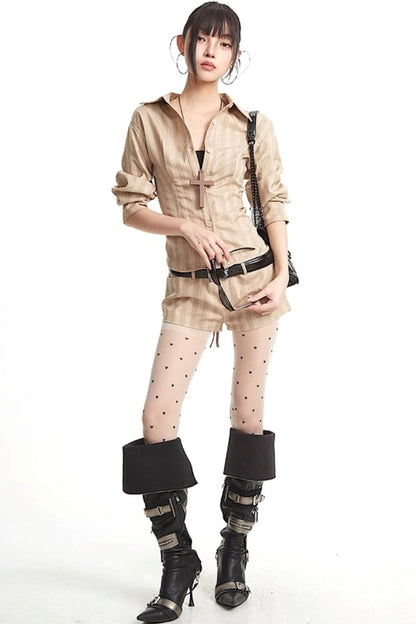 Vintage Pinched Waist Lapel Shirt Set-Up