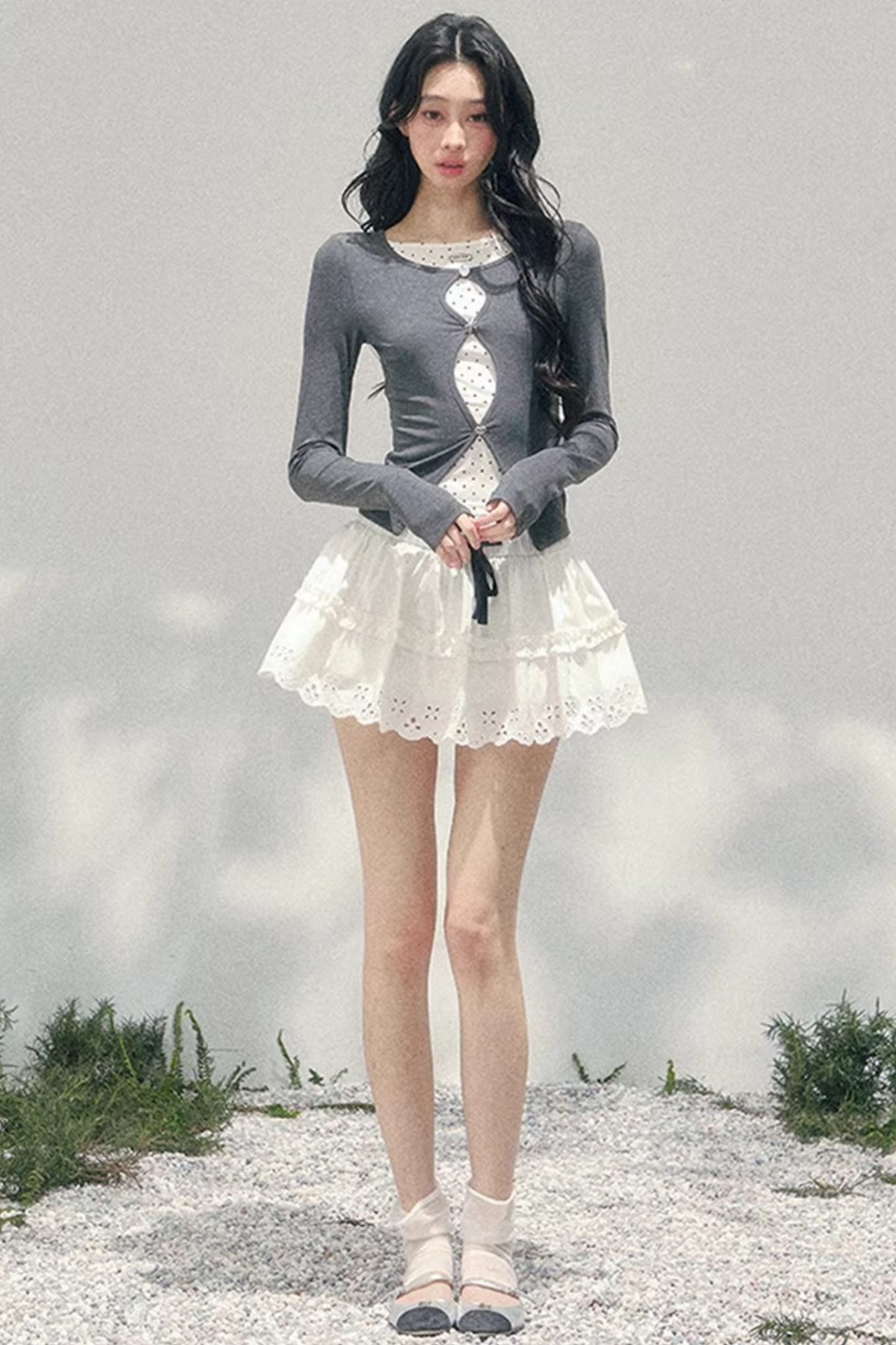 Spring White Half-Skirt