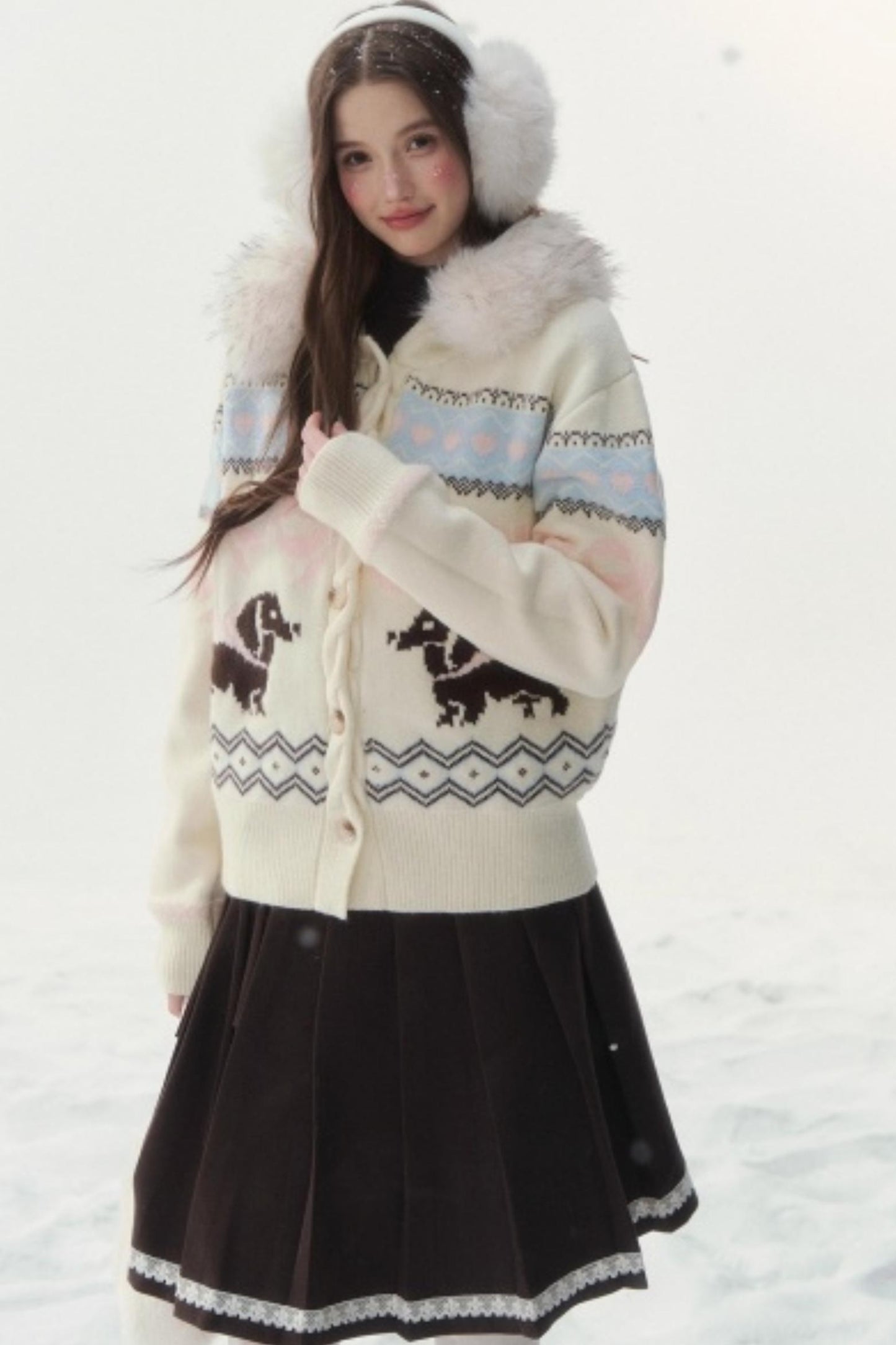 Retro Fair Isle Dachshund Sweater Jacket