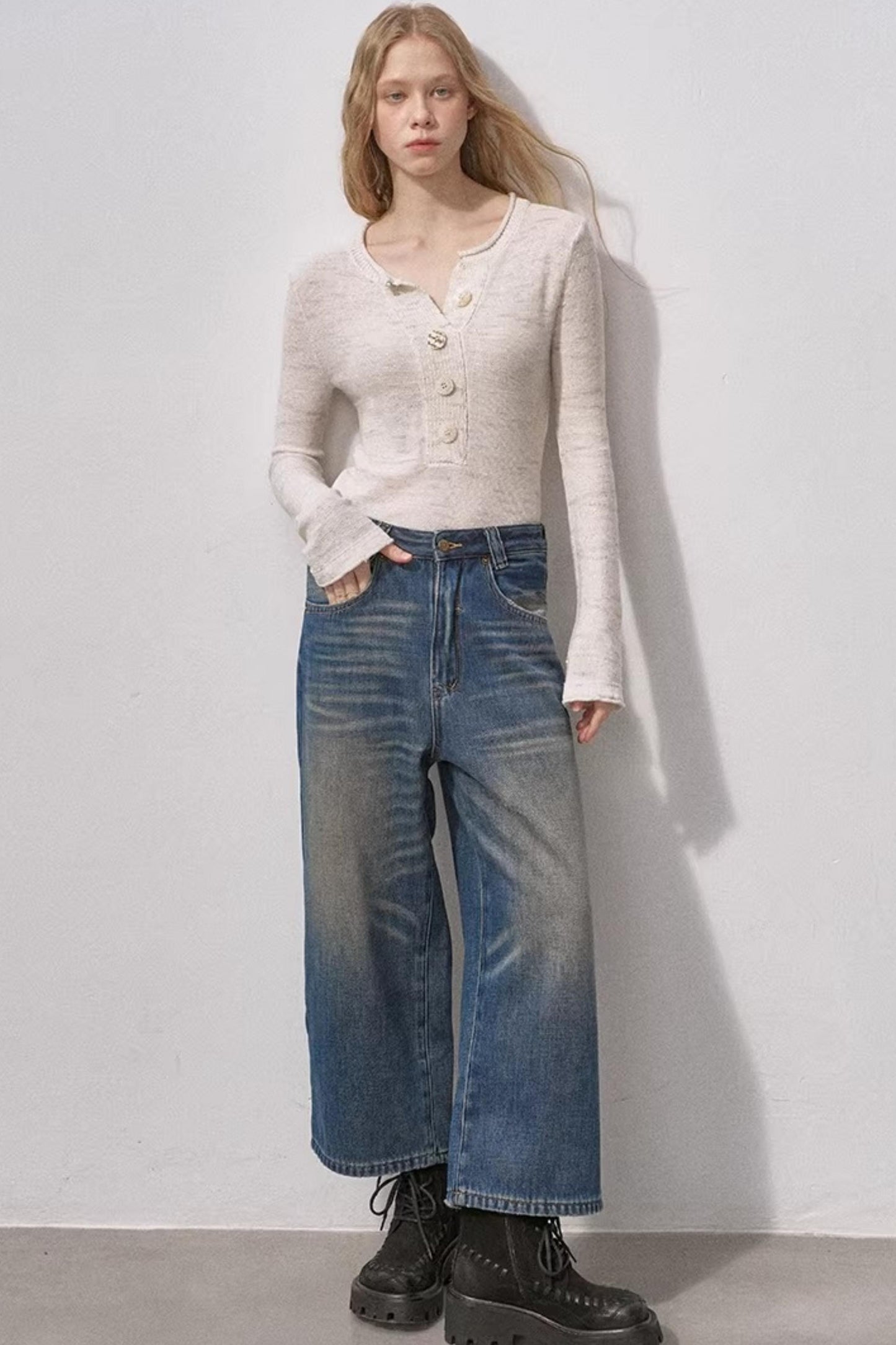 Sequin Henry Collar Knit Sweater