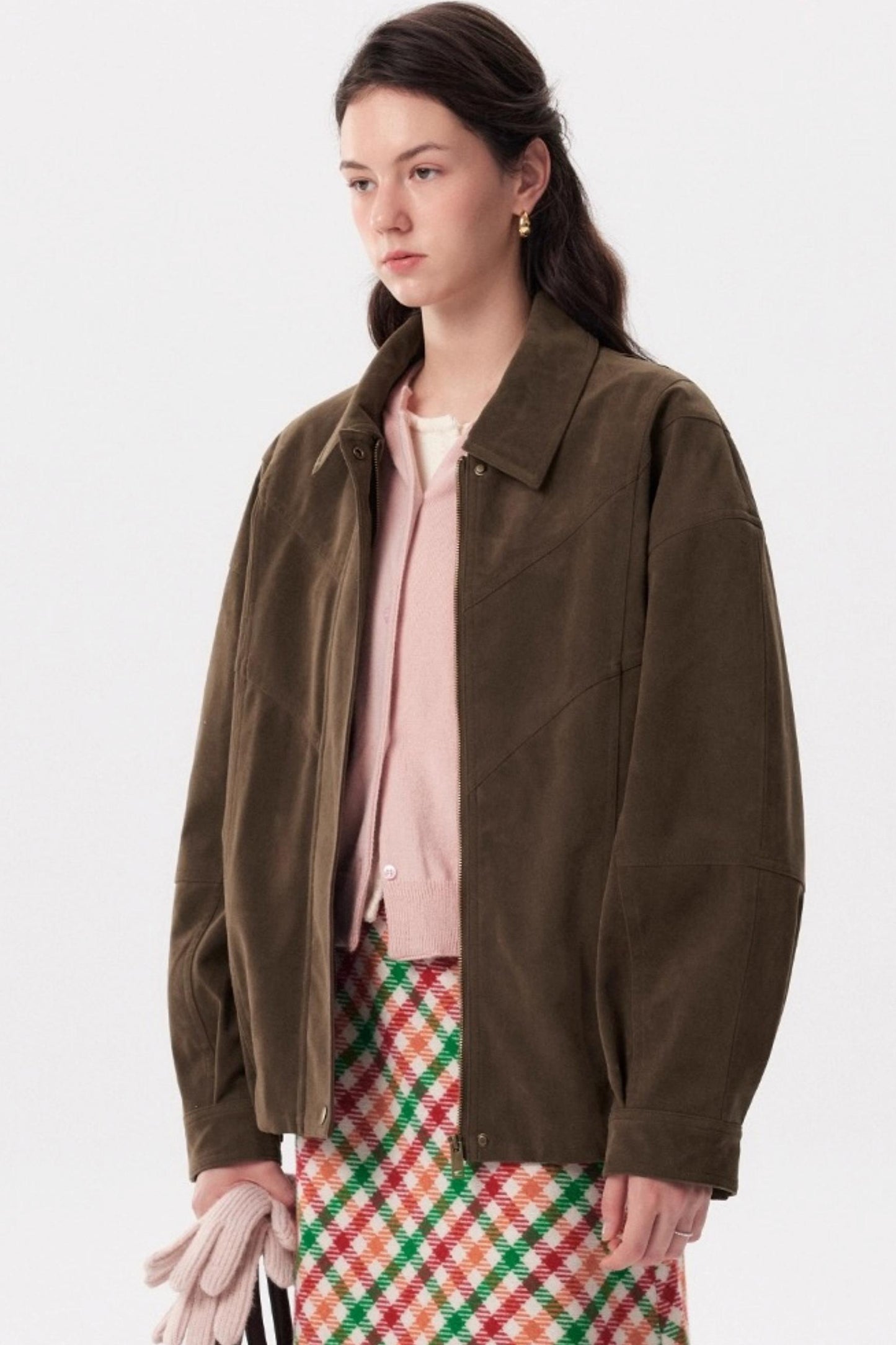 Muffin Cocoa Suede Lapel Jacket