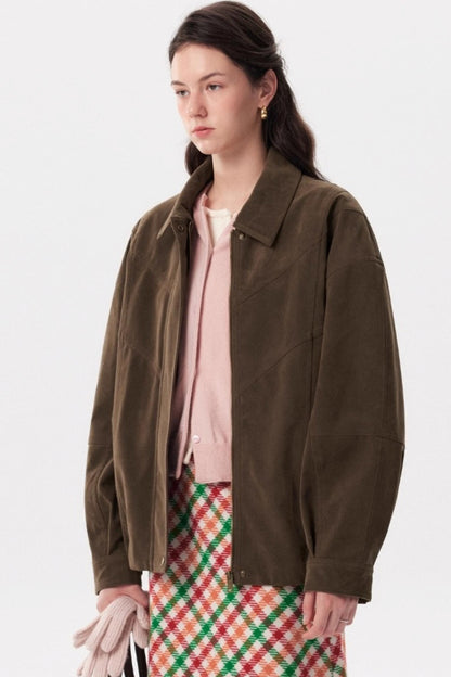 Muffin Cocoa Suede Lapel Jacket