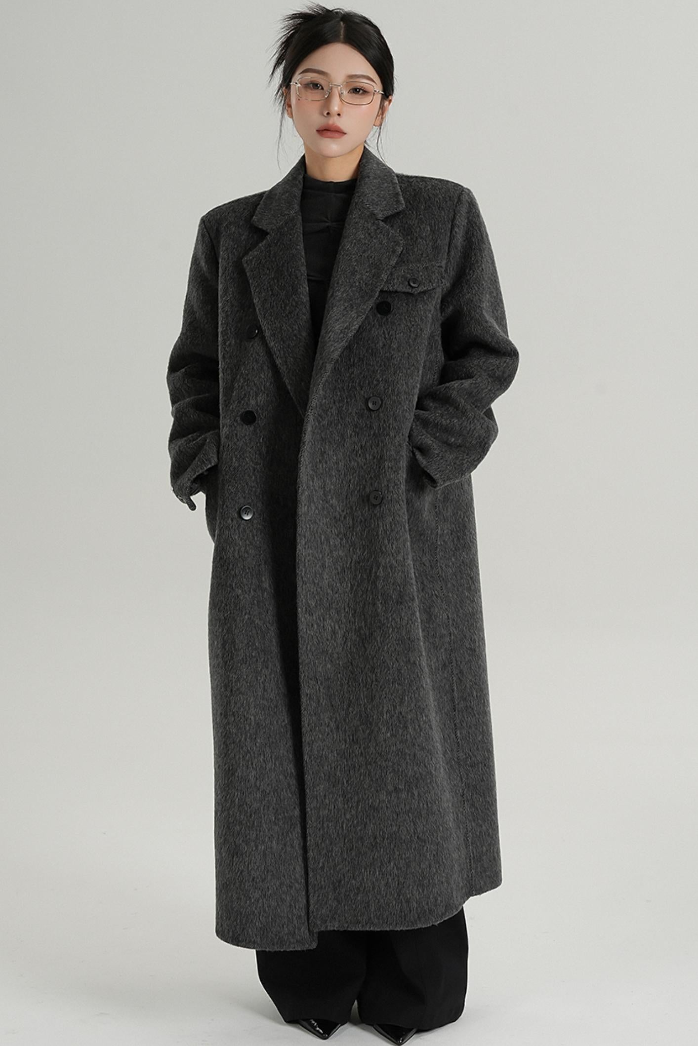 SRYSAME high-quality temperament woolen jacket long wool coat double-faced tweed jacket autumn and winter women's wear