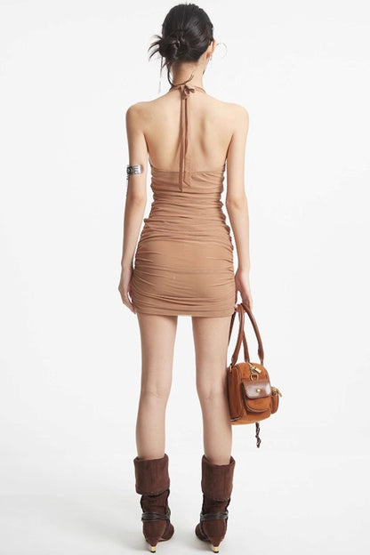 Lust Halterneck Pleated Dress