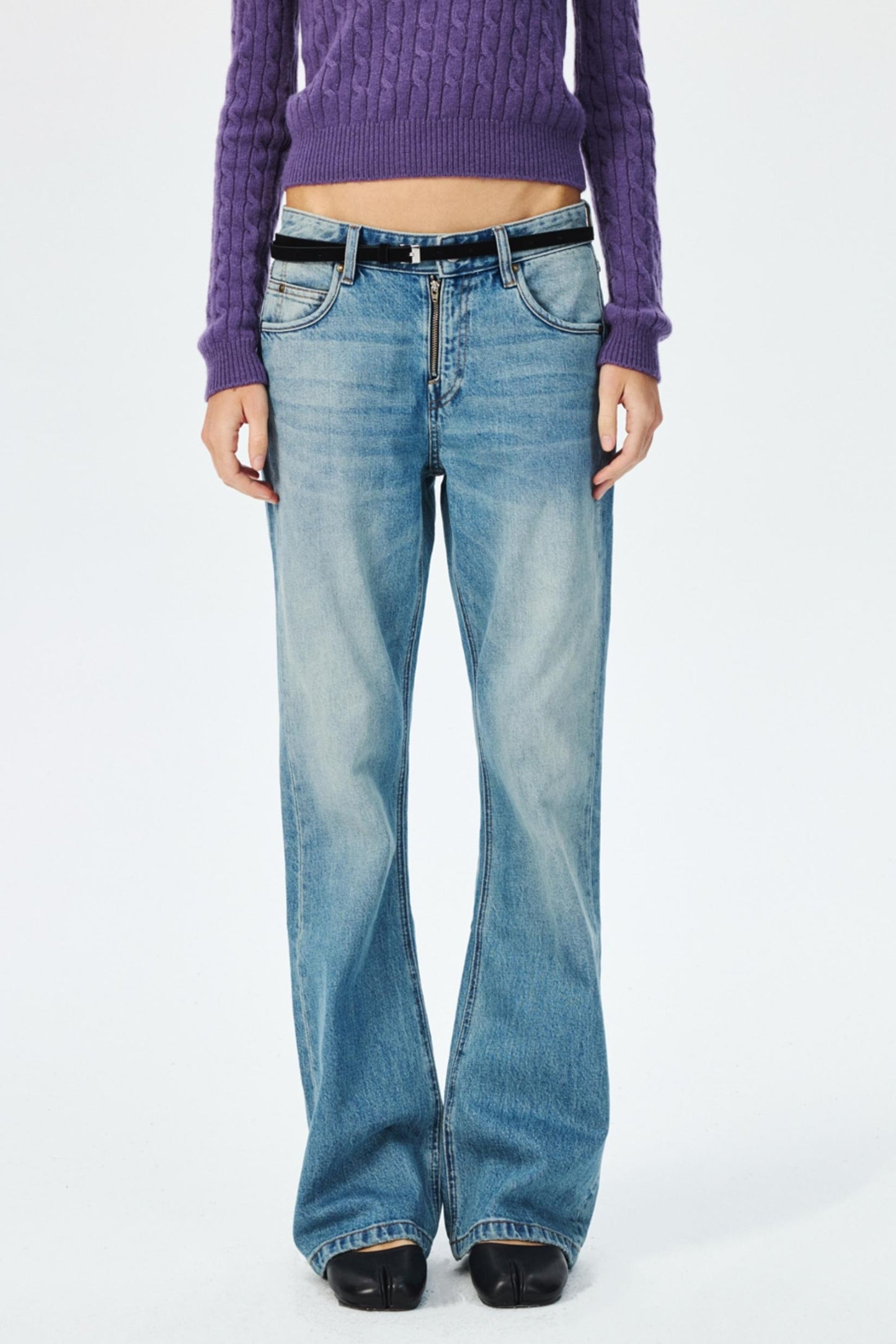 Narrow Suede Cowhide Brown Belt