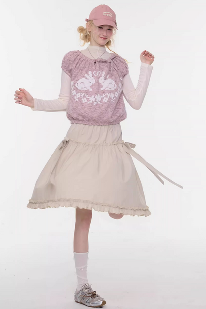 Rabbit Print Knit Blouse